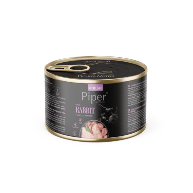 PIPER Cat Sterilised cu Carne de Iepure – hrană umedă completă pentru pisici adulte sterilizate, conservă 185 g